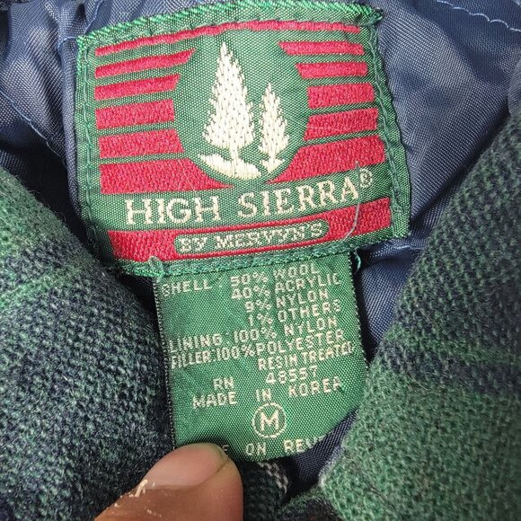High Sierra By Mervyns Mens Medium Blue Green Flannel Shirt Winter Warm Casual - Picture 3 of 10